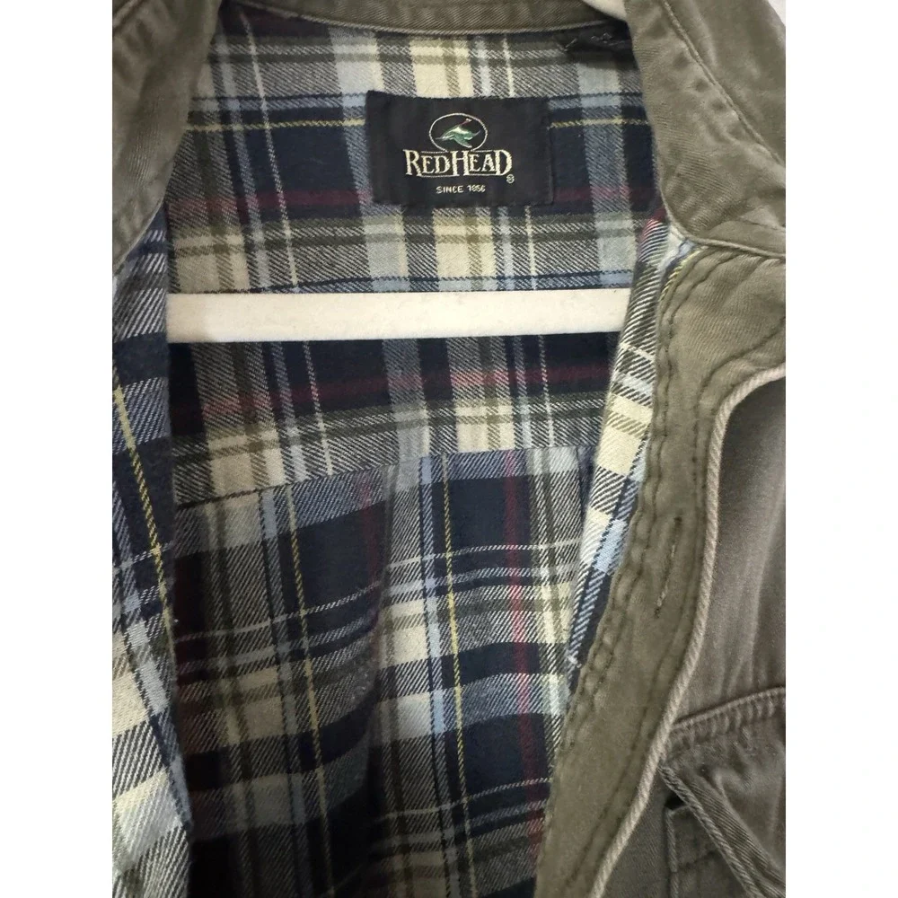 Redhead Twill Button Jacket W/ Quilted Lines Sleeves And Flannel Lined Body Sz L